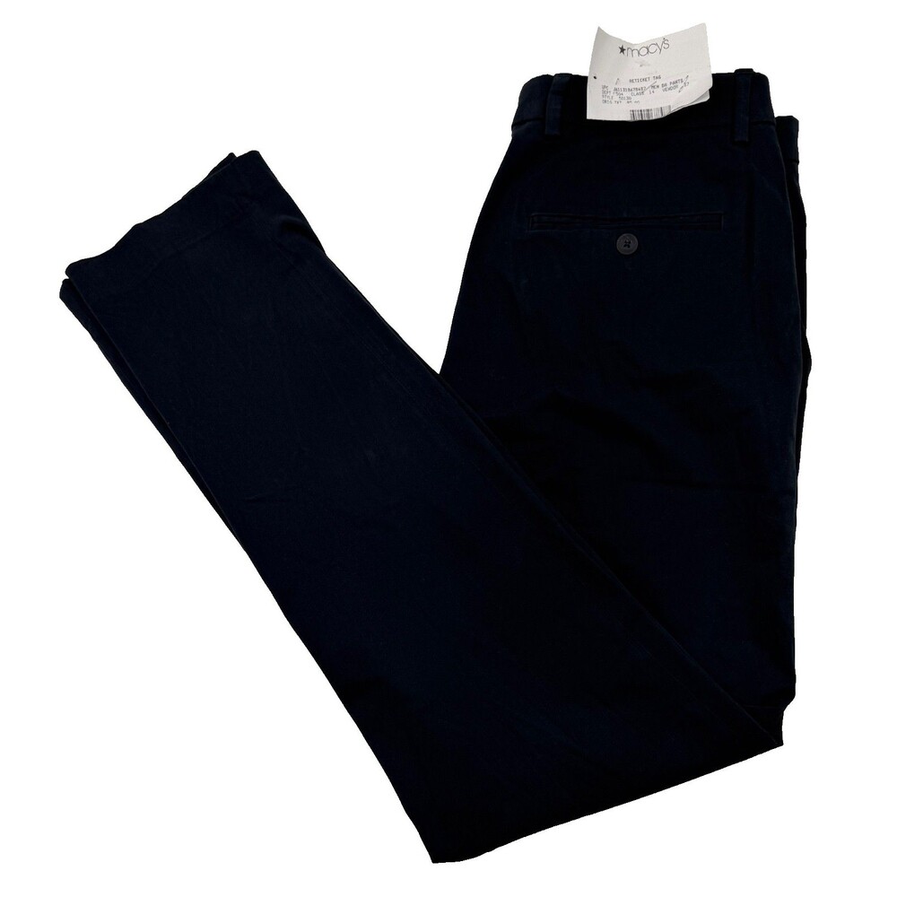 $95 NEW PERRY ELLIS PORTFOLIO Mens 32x32 Solid Navy Stretch Khaki/Chino Pants